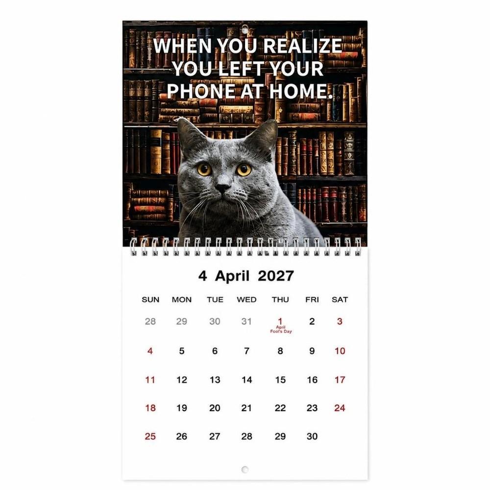 Funny Print Wall Calendar Cat Theme Wall Planner 2027 Monthly Calendar For Office Daily Plan