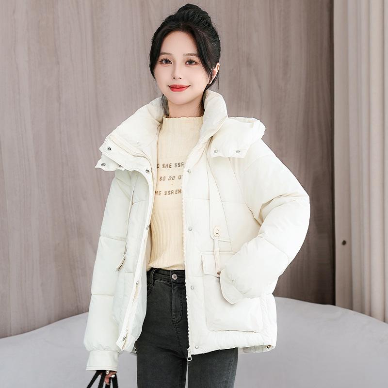2025 Short Hooded Down Cotton Jacket Women's New Winter Thickened Warm Padded Jacket Loose Bread Jacket
