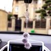 Rhinestone Crystal Plush Pendant Auto Rearview Mirror Ornament Car Mirror Hanging Accessories Car Interior Decoration