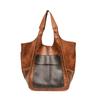 Retro Weiches Leder Tragetasche Lässig Patchwork Große Kapazität Handtaschen Vielseitig Farbblockierung Spleißung Damen Achseltasche
