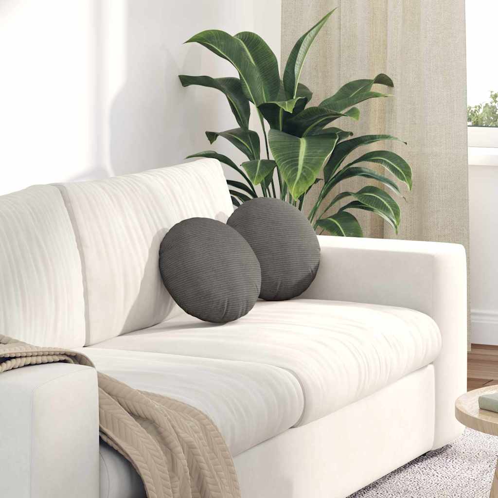 Seat Cushion 2 Pcs Light Grey Ø30 X 13 Cm Cord Fabric