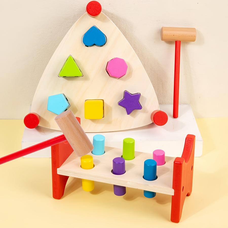 Activating Toys Montessori Hammering Ball Toy Color Sorting Pounding Bench Early Educational Toy For Kids Hand Eye Coordination