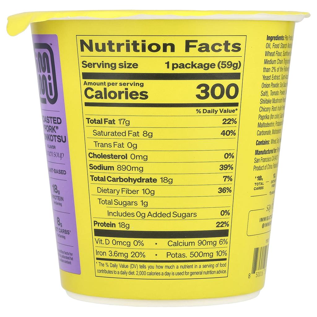 Immi, Tassen-Ramen-Suppe, Geröstetes Schweinefleisch Tonkotsu, 2 oz (59 gr)