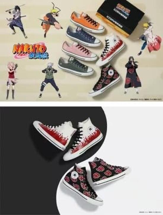 CONVERSE All Star HI Naruto Shippuden Itachi Uchiha Akatsuki Design High Cut Sneakers 24.5cm Canvas Shoes Unisex