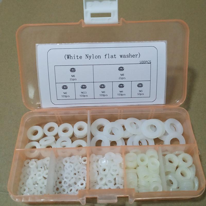 500pcs M2 M2.5 M3 M4 M5 M6 M8 Black White Nylon Flat Washer Plastic Insulation Spacers Seals Gasket Washers Ring Kit