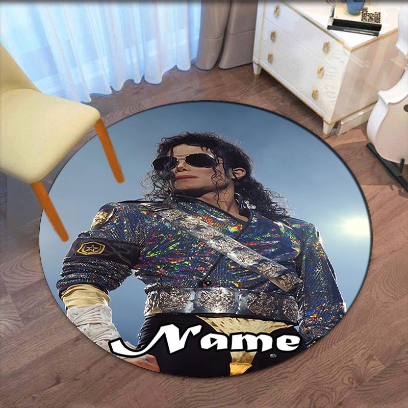 Custom Name Michael Jackson Printed Round Rug Carpet Chair Rug Area Rug Entryway Doormats,for Office Chair Living Room Bedroom Kitchen Room.