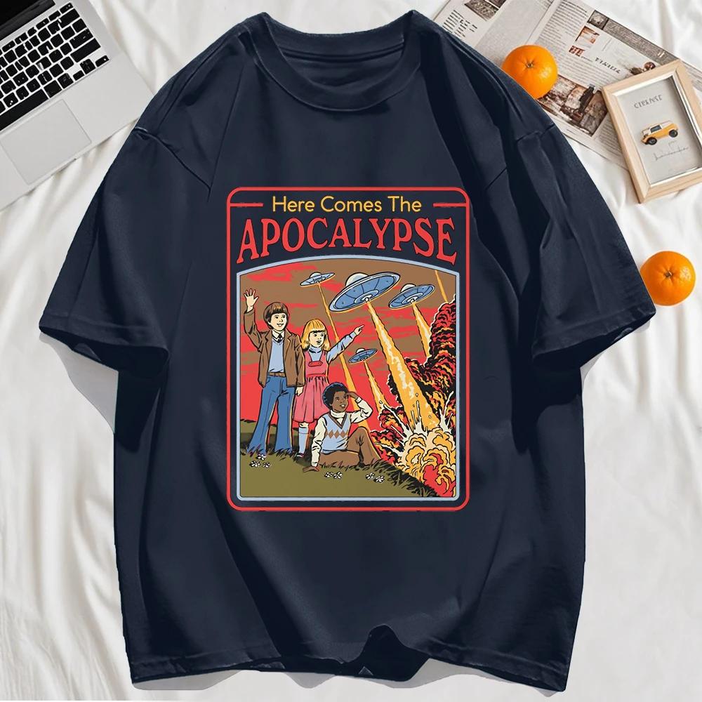 Here Comes The Apocalypse Printing Mens Tee Hip Hop Cotton Trendy ONeck Loose T Shirt Casual Comfortable Man Short Sleeve