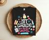 1st Grade Girl First Grade Team Student Teacher T-Shirt, Gift Idea Teachers Girls First Daughter Day Of School Classroom 1st Grade Squad Tee