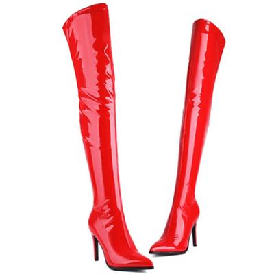 Elastic Thigh Overknee High Boots Women High Heel Winter Shoes Ladies Pink White Long Over the Knee Boots Footwear Big Size 45