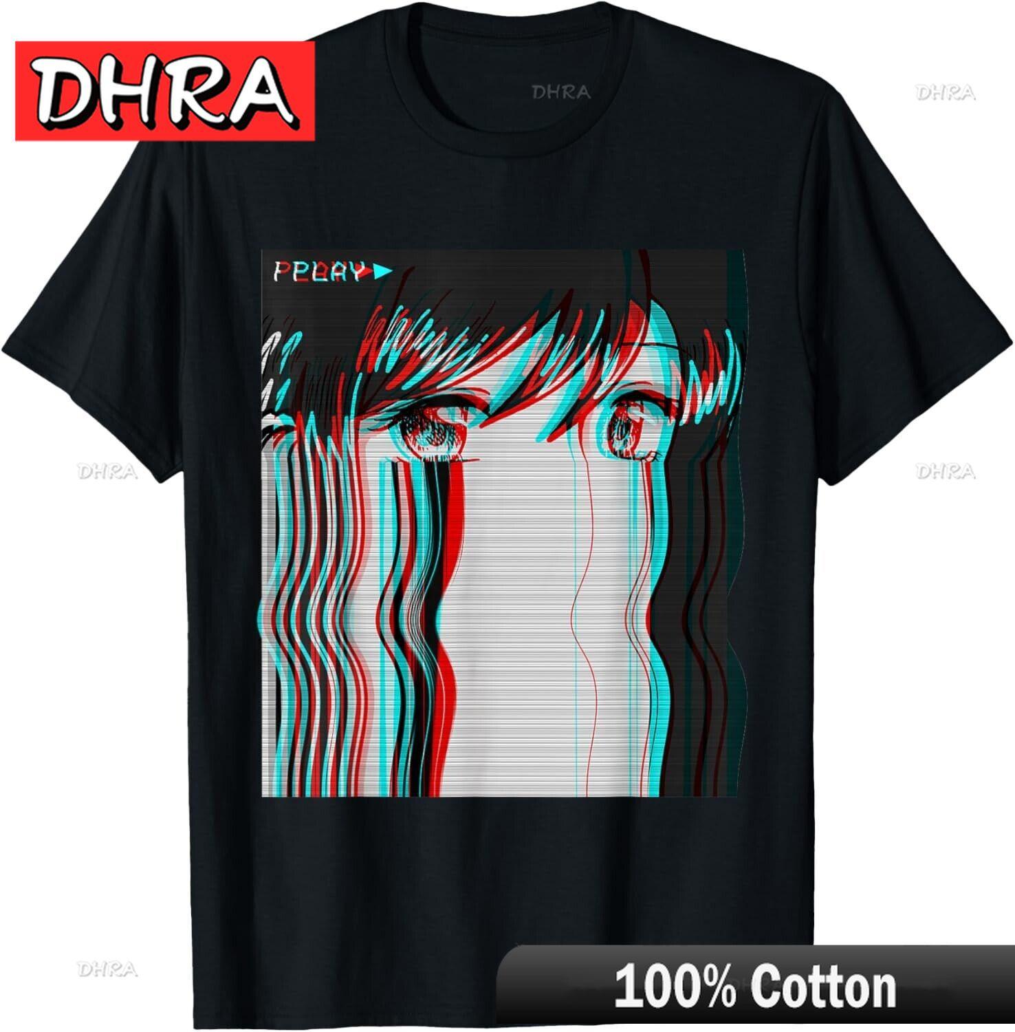 Vaporwave Aesthetic Sad Anime Girl Retro Eboy Egirl Harajuku TShirtCasual Retro Trendy Tshirts Trendy Chic Casual Tops Rap S