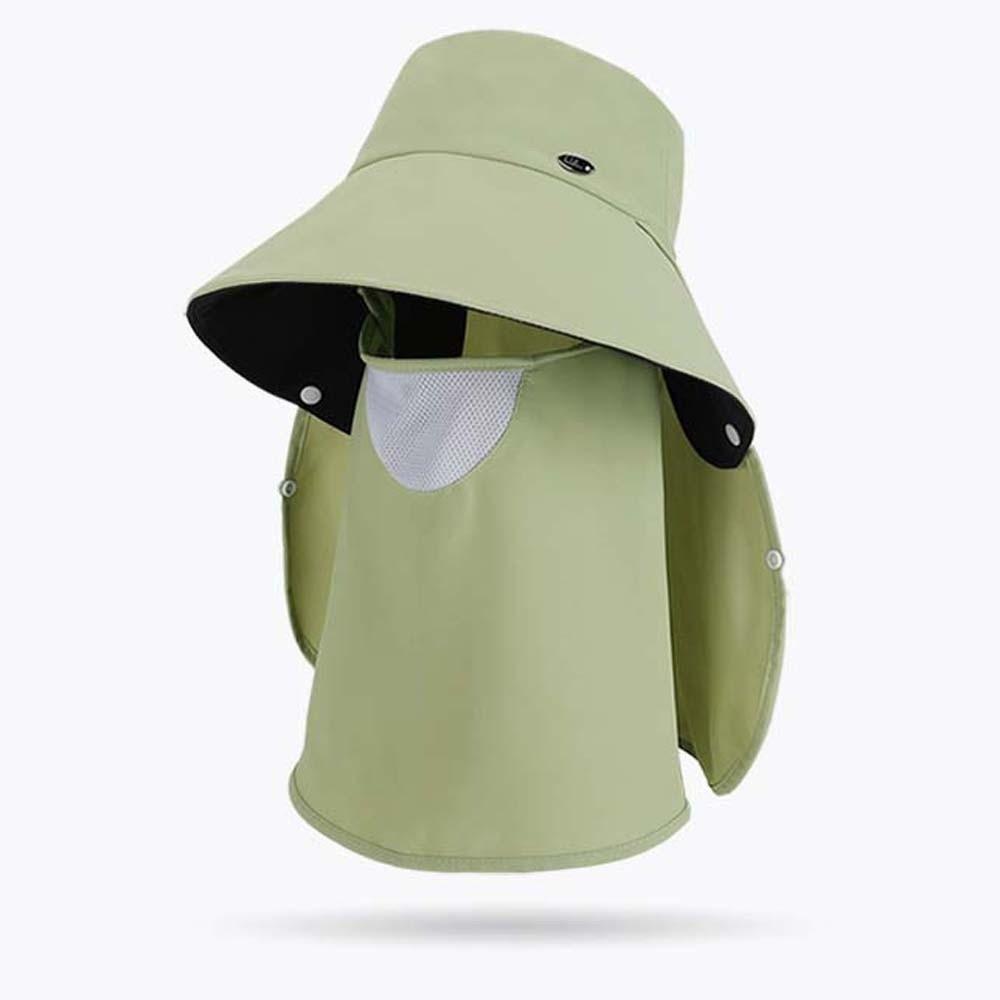 Anti-UV Mask Neck Protection Hat Solid Color Picking Tea Hat Cycling Cap Sunshade Shawl Cap  Travel