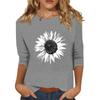 Women's Fashion Casual Round Neck 3/4 Sleeve Loose  Printed T-Shirt Ladies Top