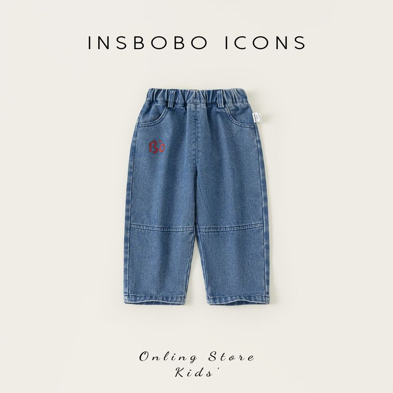Insbobo Girls  Pants 2026 Spring and Autumn New Style Girls  Jeans Children s Spring Long Pants Casual Pants Spring Wear Cowboy Blue 80