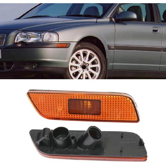 Pair For Volvo S80 Front Bumper Reflector Side Maker Light Amber Side Marker Light Assembly 1999 2000 2001 2002 2003 2004 2005 2006 9188263,9188264