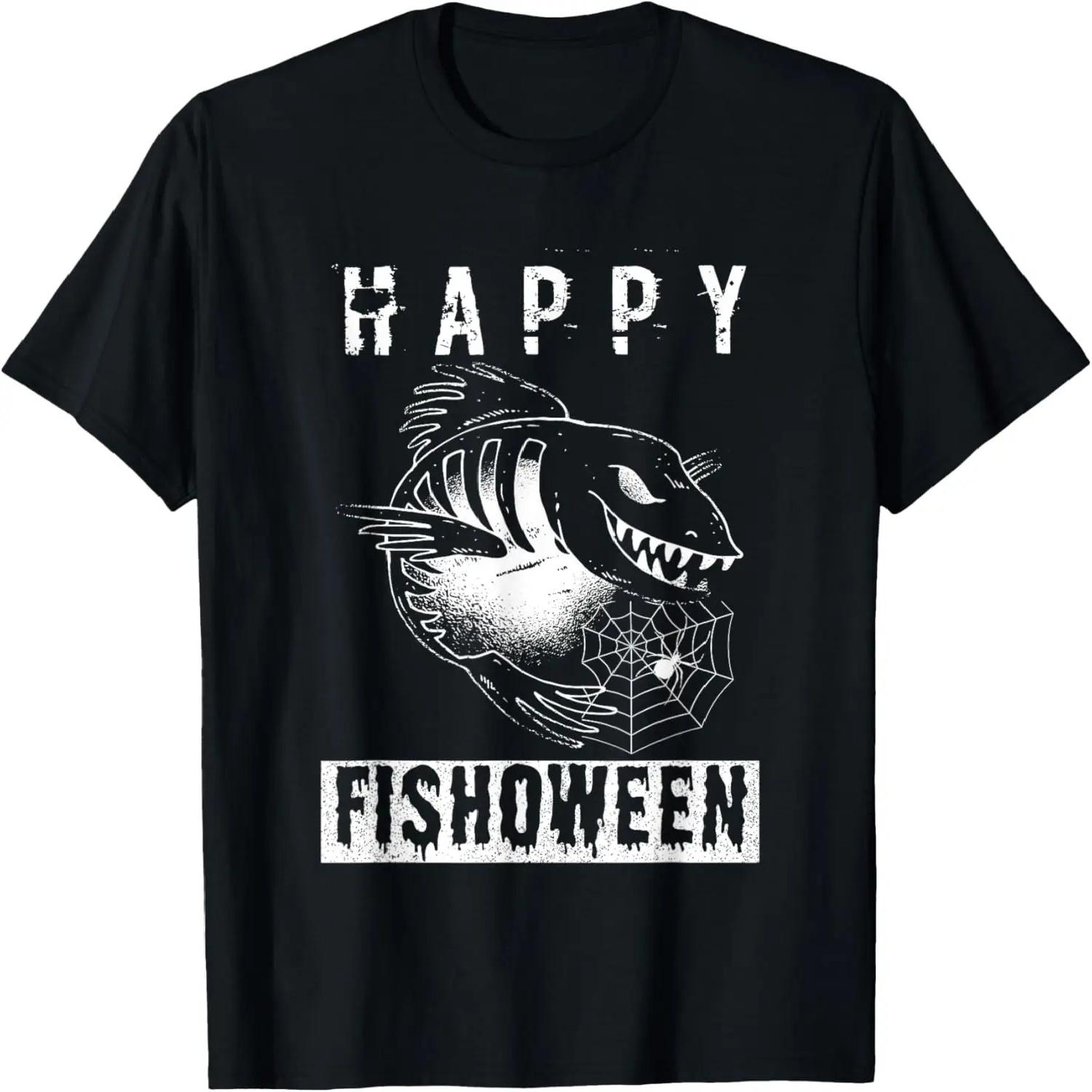 

Fisherman Happy Fishoween Fish Skeleton Halloween costume T-Shirt XXXXXL різнокольоровий