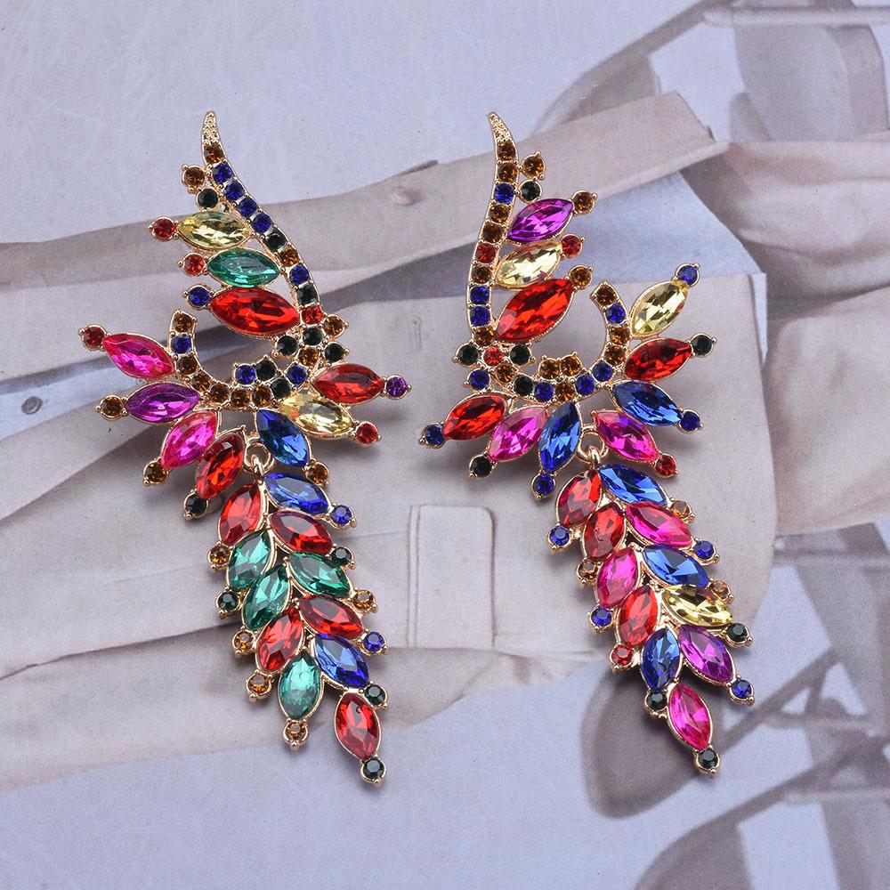 Tassel Geometric Za Colored Crystal Long Earrings Highquality And Fashionable Accessories