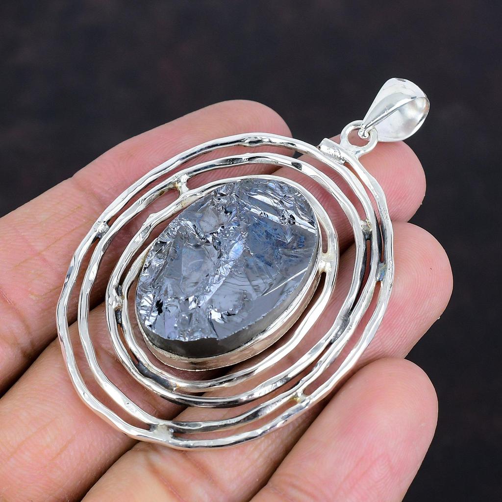 Shungite Rough Pendant Natural Gemstone Pendant 925 Sterling Silver Pendant Handmade Jewelry Unique Style Pendant Gifts For Him Boho Pendant