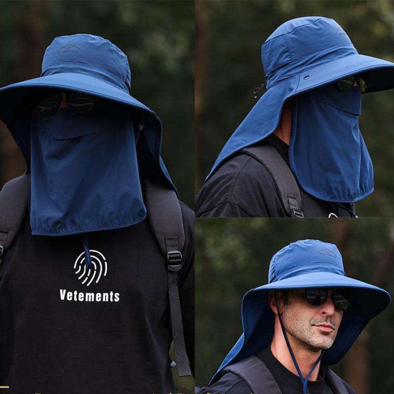 Bucket Hat Sun Hat Man Quick Drying Breathable Mask Face Sunscreen Outdoor Camping Hiking Spring Summer Hats For Men Foldable