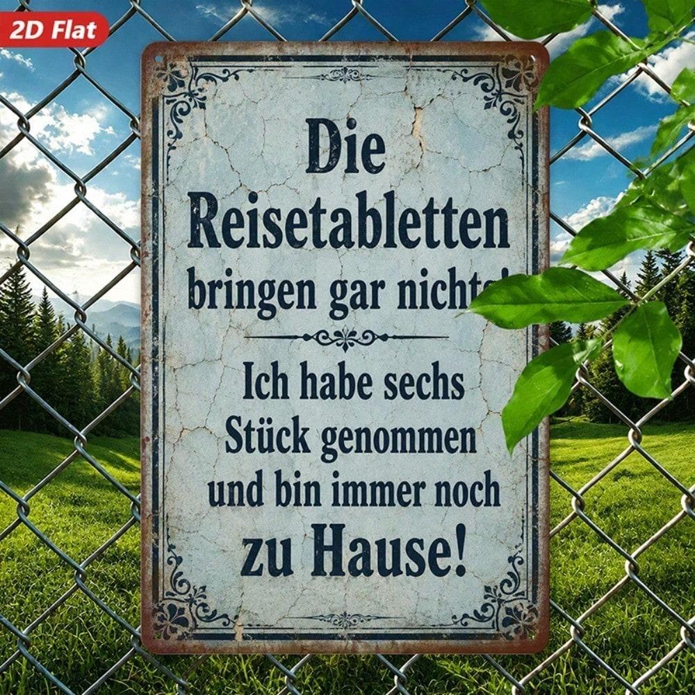1PC Vintage German Quote Metal Sign,2D Flat Durable Windproof Iron Plaque with Safe Round Edge,Retro Hanging Wall Decor