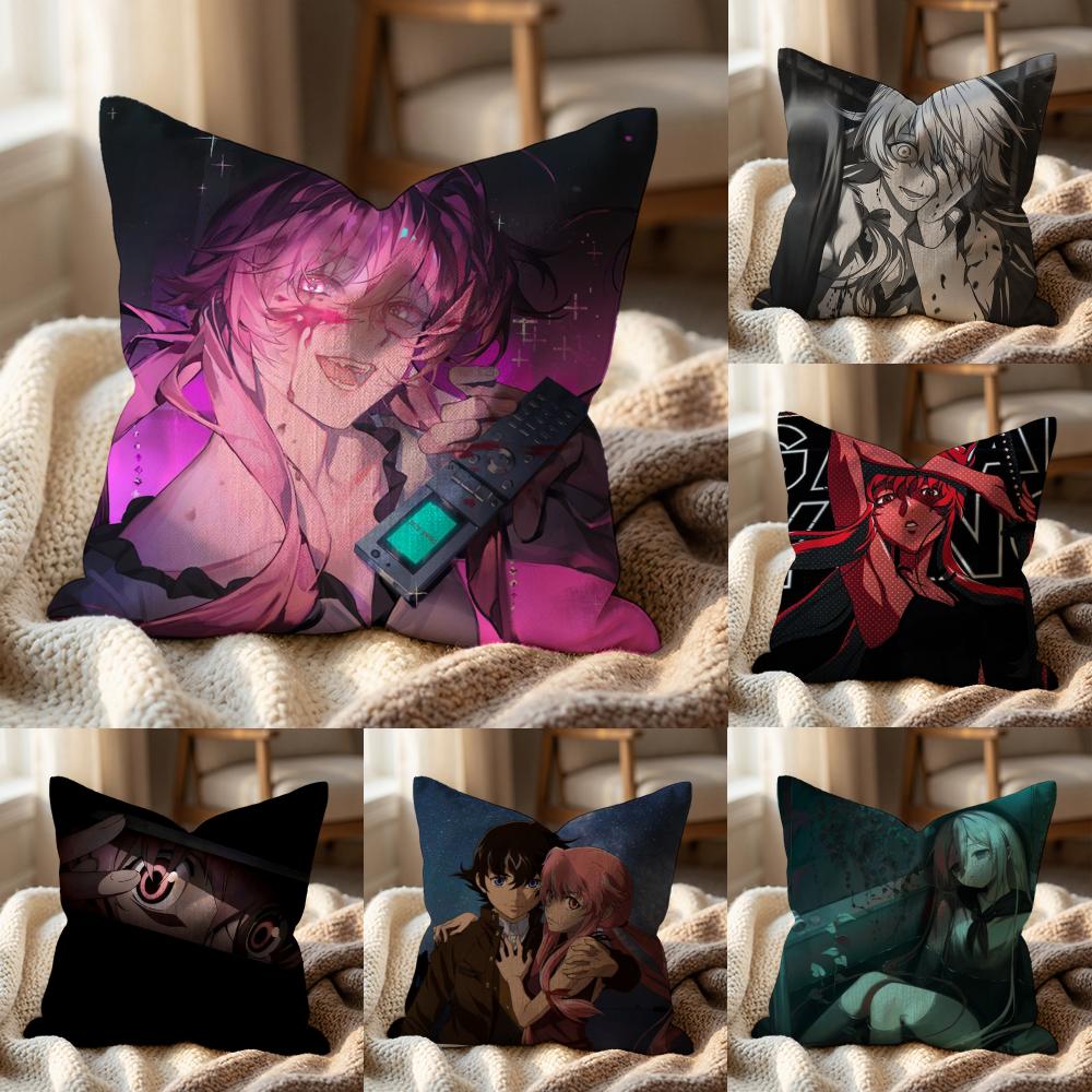 M-Mirai N-Nikki Cushion Cover Multi-Scene Pillow Cover for Home & Car - Reversible, Soft & Durable for Daily Use
