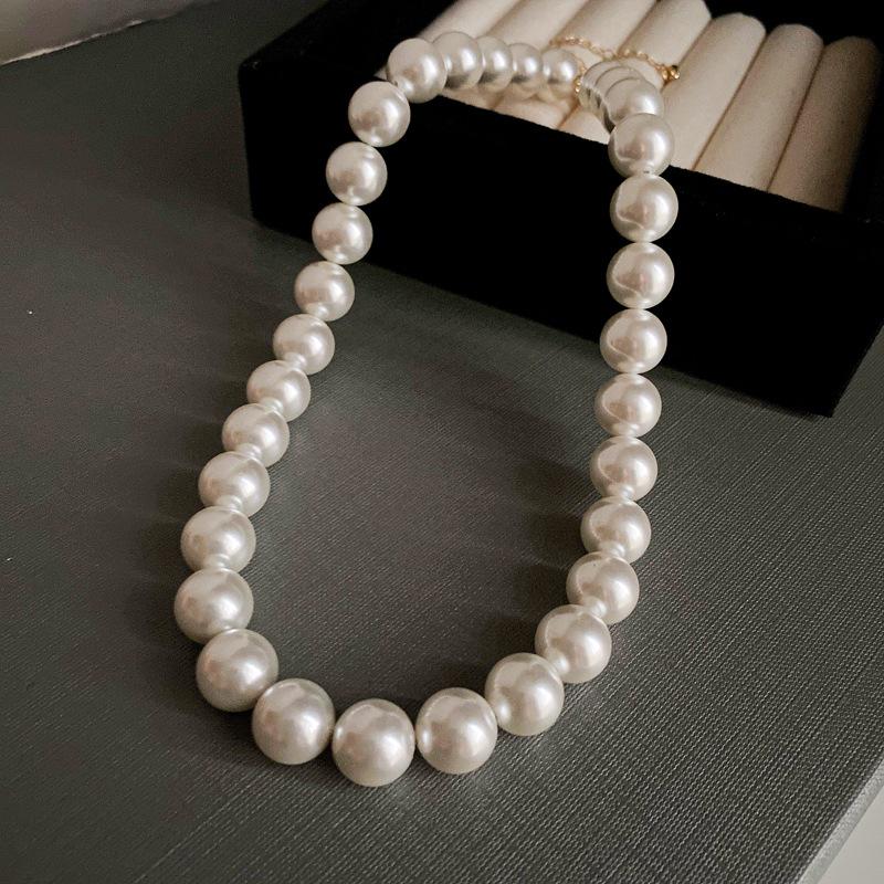 French round long multi-layer pearl ingot necklace temperament collarbone chain sweater chain necklace jewelry women