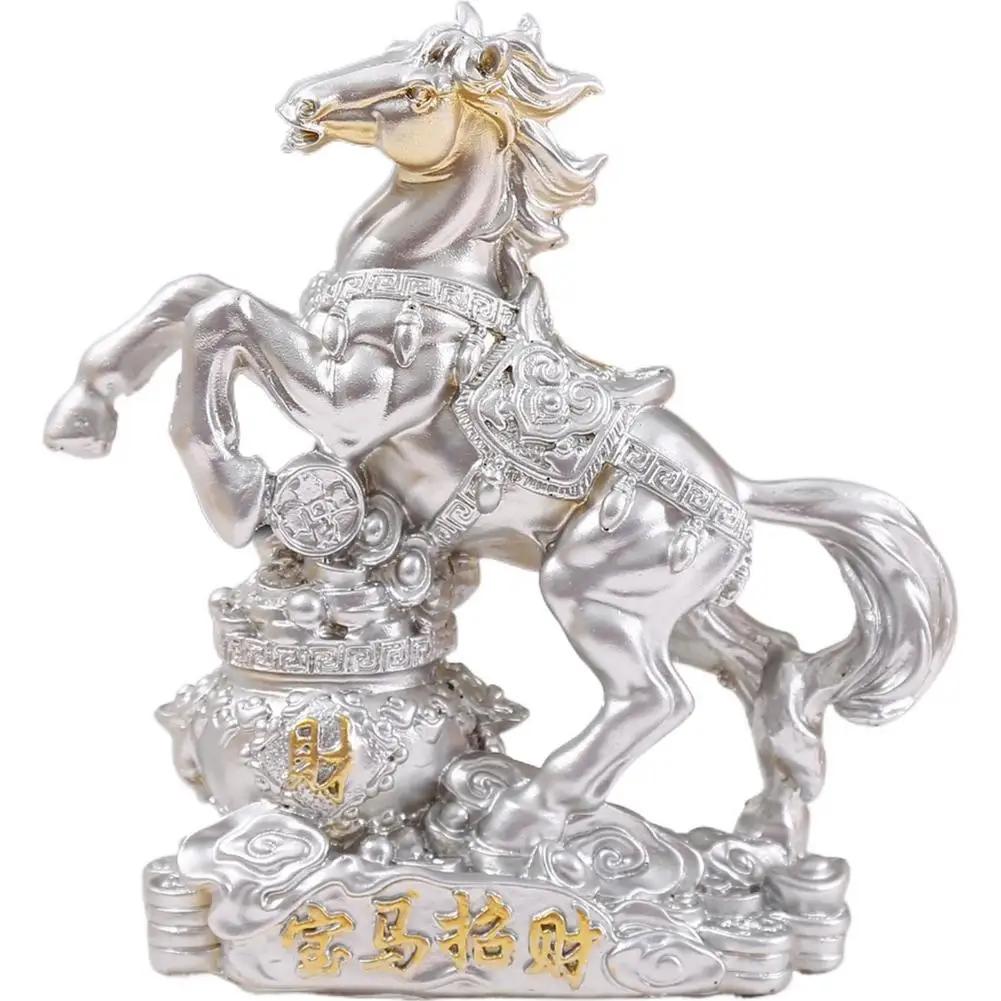 Chinese Traditional Resin Horse Statue Feng Shui Wealth Animal Decoration Home Office Crafts Sculpture Fortune Deskt L9L6