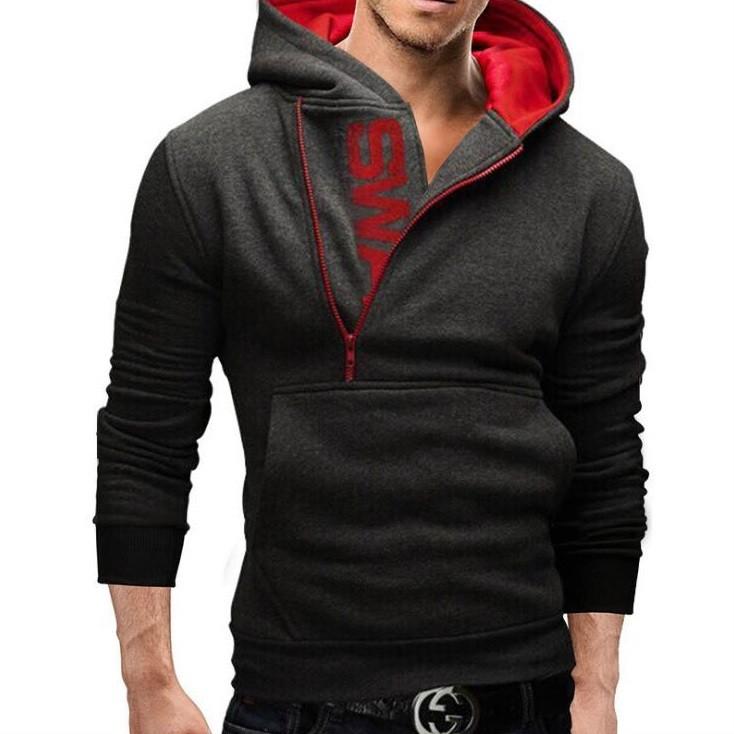 Felpa Casual con Cappuccio, Zip Laterale e Design Color Block da Uomo