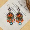 Niche Design Style Retro Vacation Earrings Women's Personality Contrasting Color Earrings Long Fringed Earrings Tide