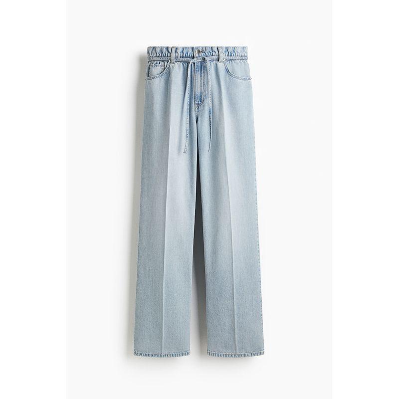 

HM Women s Jeans 2025 Summer New Arrival with Belt Paper Bag Waist Lazy Wide Leg Jeans 1302179 Light denim blue 170/84(44)