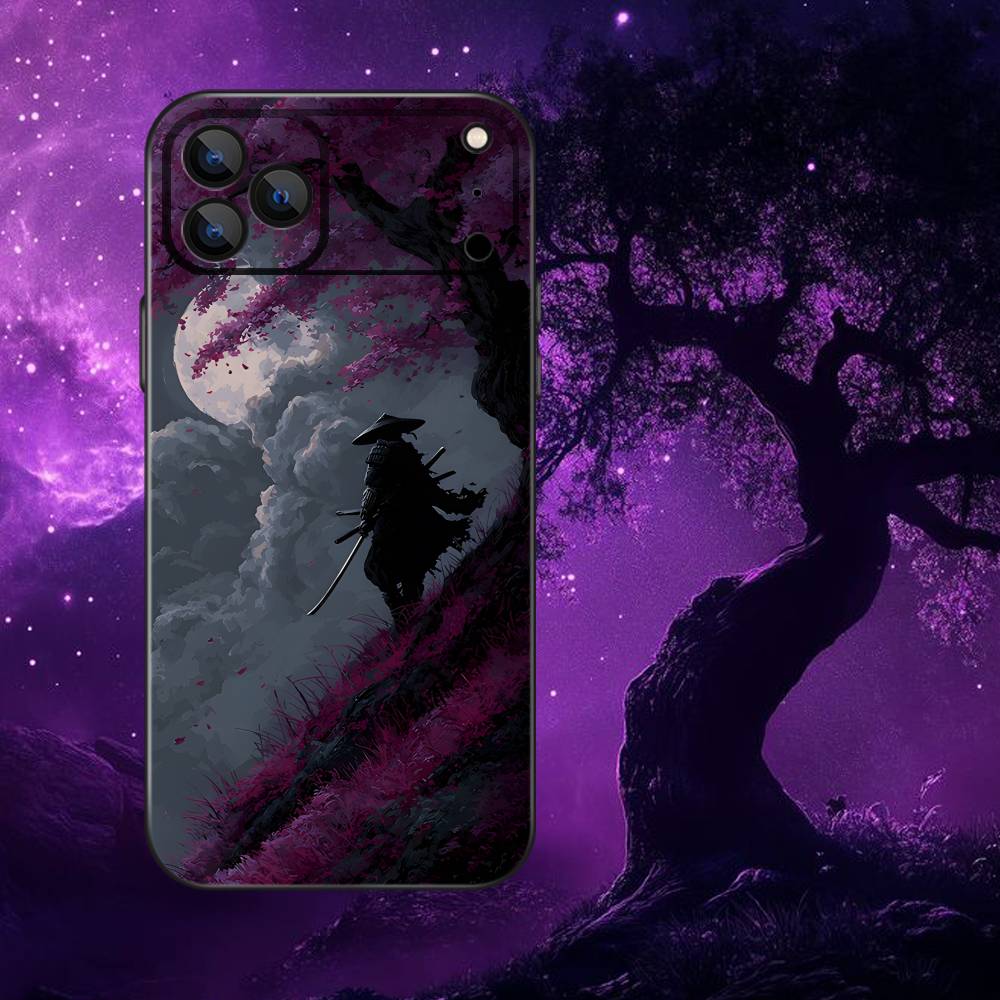 Japan Samurai Phone Case For iPhone 17,16,15,14,13,12,11,Pro,Max,Plus,E,SE4,Air,Mini Black Soft Funda