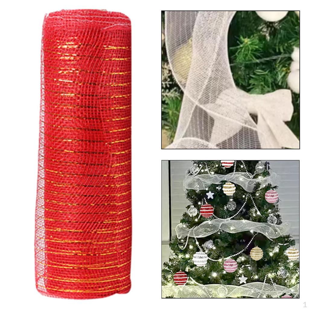 10 Yard Christmas Ribbon Mesh Roll for Crafting And Gift Wrapping