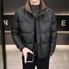 Зима 2025, новая повседневная куртка-пуховик с воротником-стойкой и цветными блоками, мужской теплый топ, укороченная куртка, хлопковая куртка