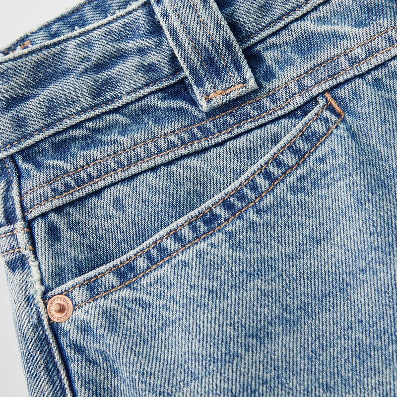 Women's High-Waist A-Line Denim Midi Skirt