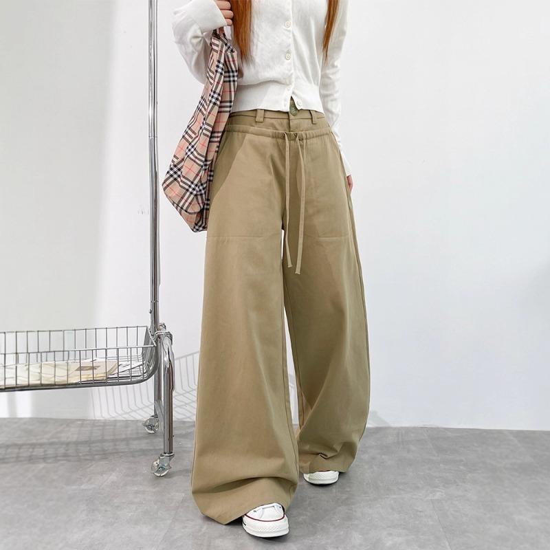 Casual Pants Women's Autumn New Loose and Thin Trousers High Waist Versatile Mopping Straight Wide-leg Trousers
