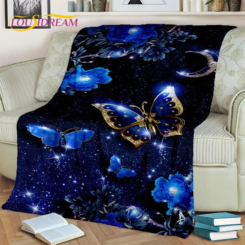 Dream Butterfly Flower Cartoon Blanket,Soft Throw Blanket for Home Bedroom Bed Sofa Picnic Travel Office Rest Nap Cover Blanket