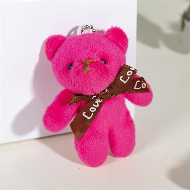 5 Colour Little Bear Plush Toy Small Doll One Piece Bag Key for Girl Letter Bowknot  Stuffed Pendant Cute Animal