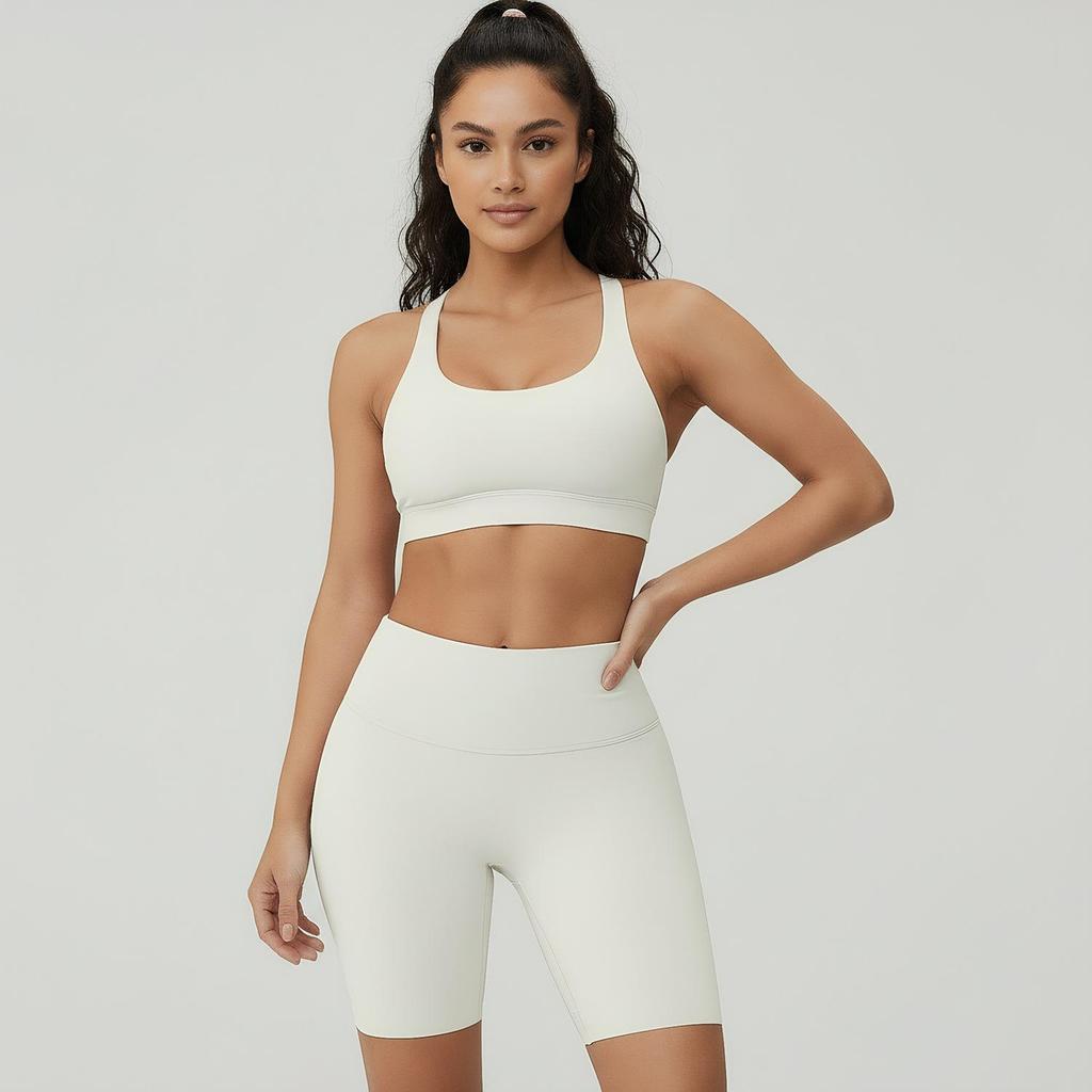 Hochelastische, hochgeschnittene, mittellange Yoga- und Radlerhose für Damen