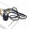 1Pcs Lot Natural Stone Moon-shaped Necklace Pendant Agate Opal Amethyst Charm With Leather Cord Chain Necklaces for Women Men Jewelry 22x45 Mm