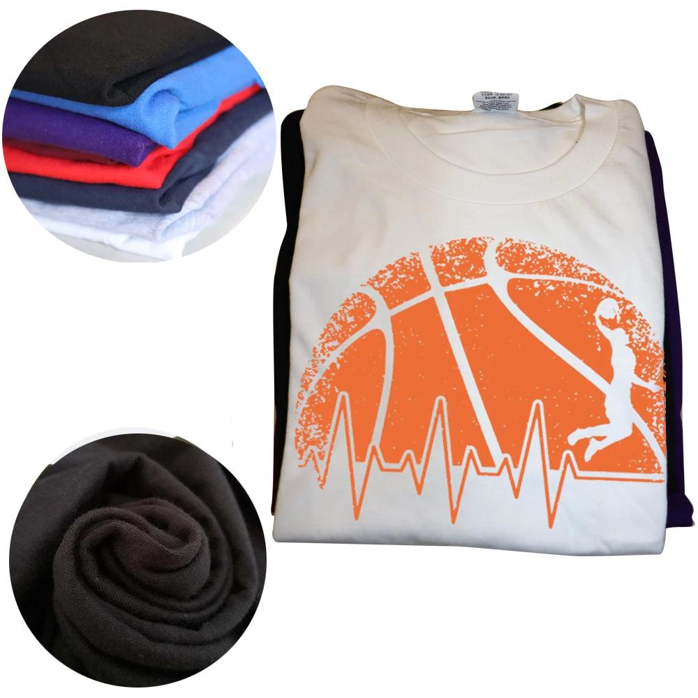 Funny Basketball Heartbeat T Shirts Summer Style Graphic Cotton Streetwear Short Sleeve Basketball Lovers Gifts T-shirt Men