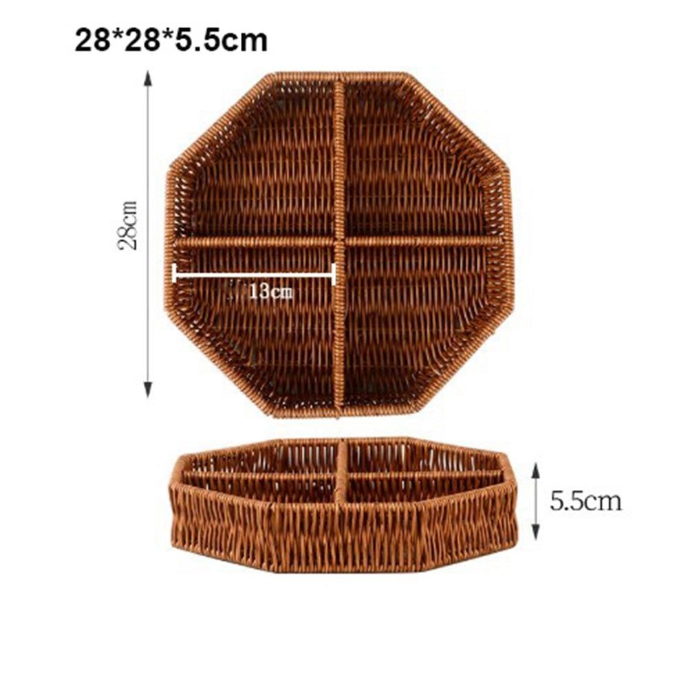 New Creative Imitation Vine Weaving Grid Basket Square Handmade Woven Rattan Snack Storage Tray 10 Styles Fruit Cake Platter