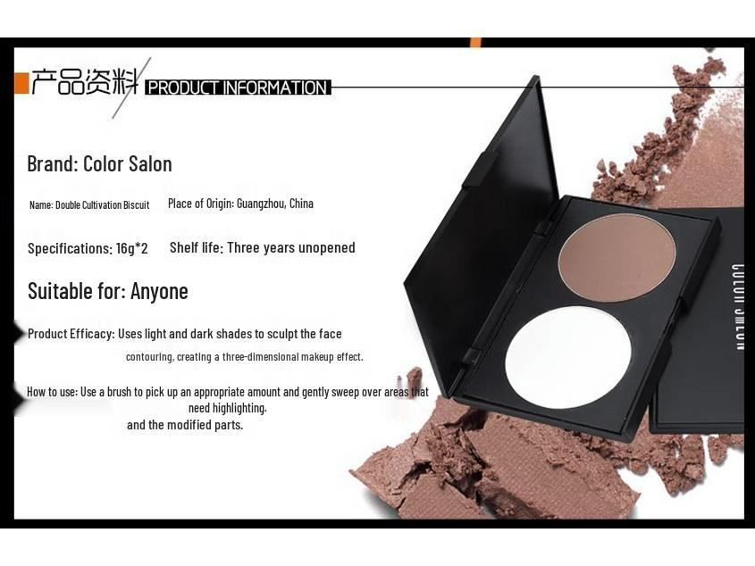 Two-Tone Contour & Highlight Palette with Dual-Use Blush