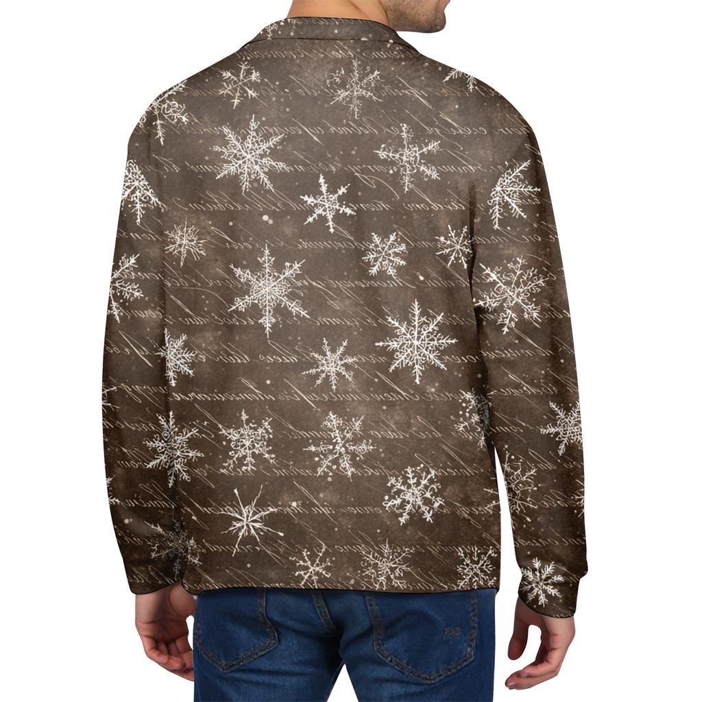 Pánská ležérní košile s dlouhým rukávem a vánočním potiskem na knoflíky