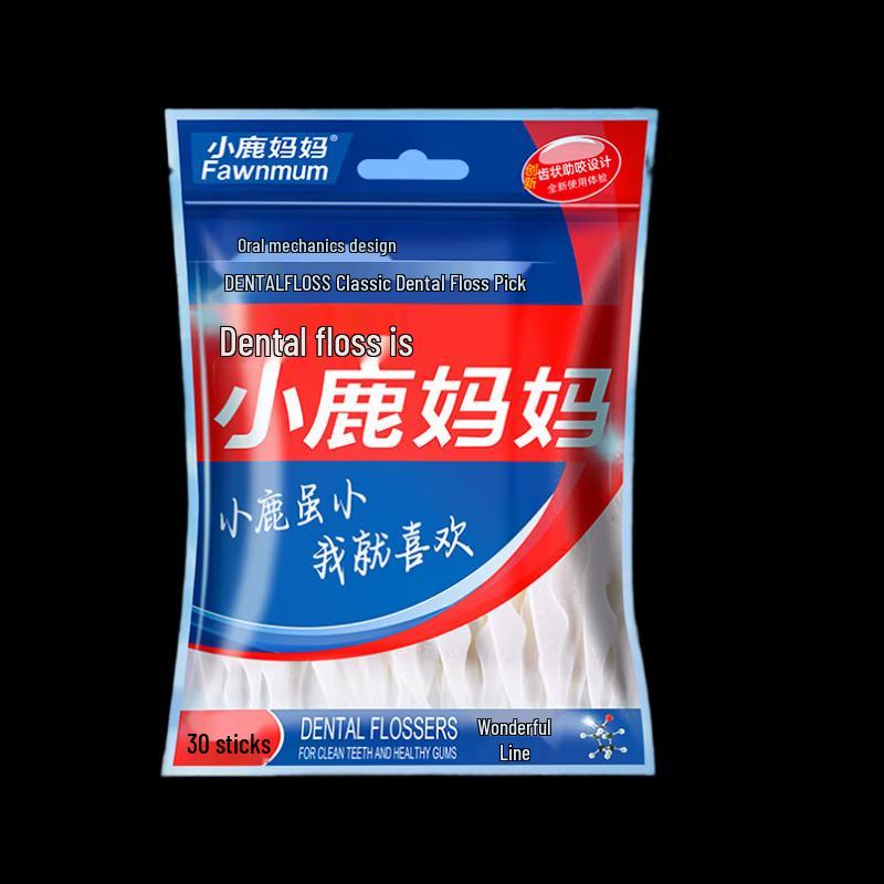 Deer Mother High-Fine Disposable Dental Floss Sticks (10x30 Count Bags)