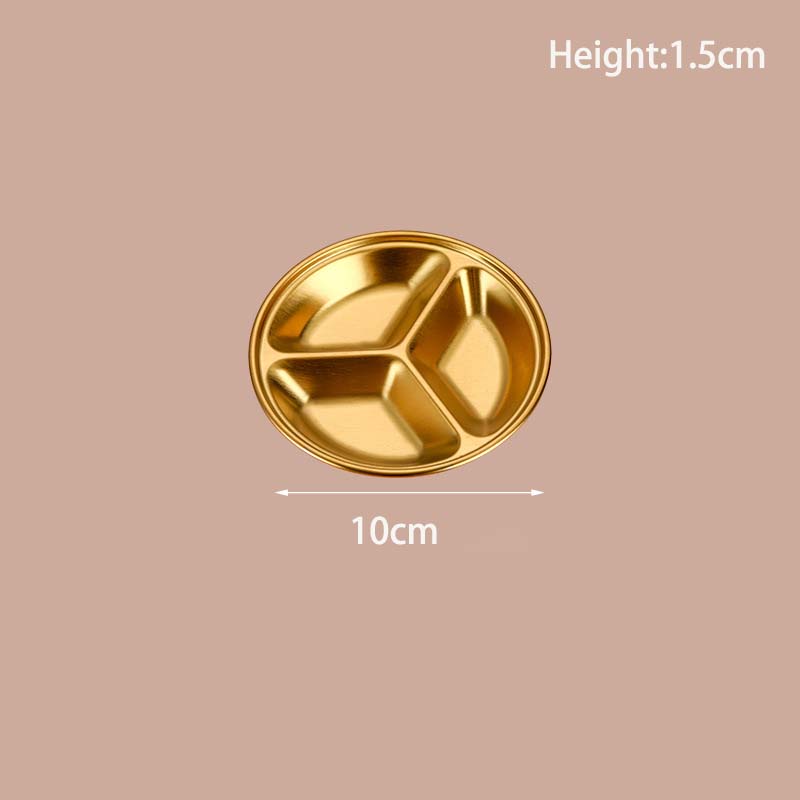 Stainless Steel Korean Sauce Dish Round Seasoning Serving Tray Soy Sauce Spice Condiment Dipping Plate Hotpot Barbecue Tableware