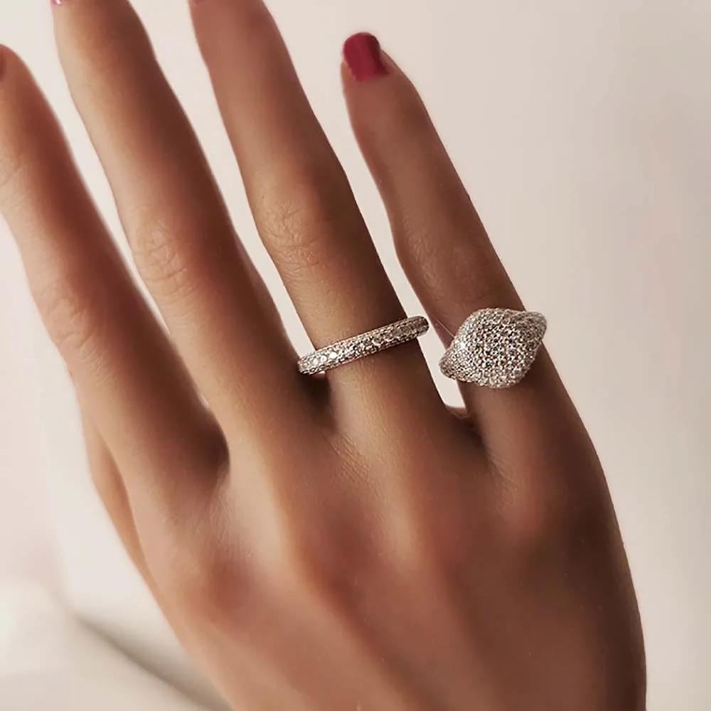 Fashion Full Zircon Opening Ring For Women Men Full Diamond S925 Silver Plated 18K Gold Hiphop Party Eternity Band Jewelry