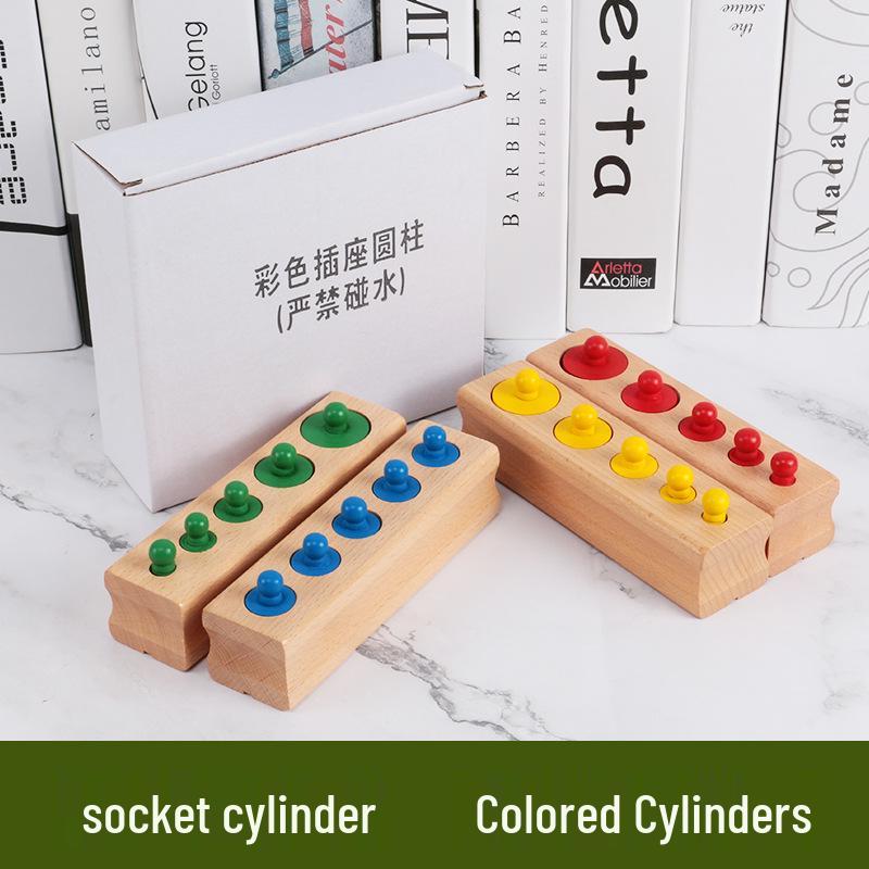 Montessori Holzsteckdosenzylinder Lernspielzeug für die frühe Kindheit und den Kindergarten