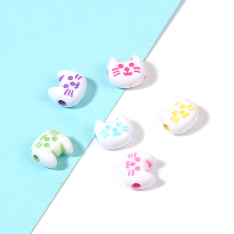 Colorful Cartoon Cat Beading DIY Phone Chain Spacer Beads Accessories   