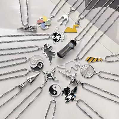 Hip Hop Necklace Men'S Titanium Steel Cartoon Men'S And Women'S Tide Pendant Personalized Street Couple Pendant Accessories
