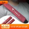 Car Sticker Tesla 2PCS Leather Universal Car Seat Belt Shoulder Cover Pad For Tesla Model 3 Y S X 2021 Roadster Auto Styling Int