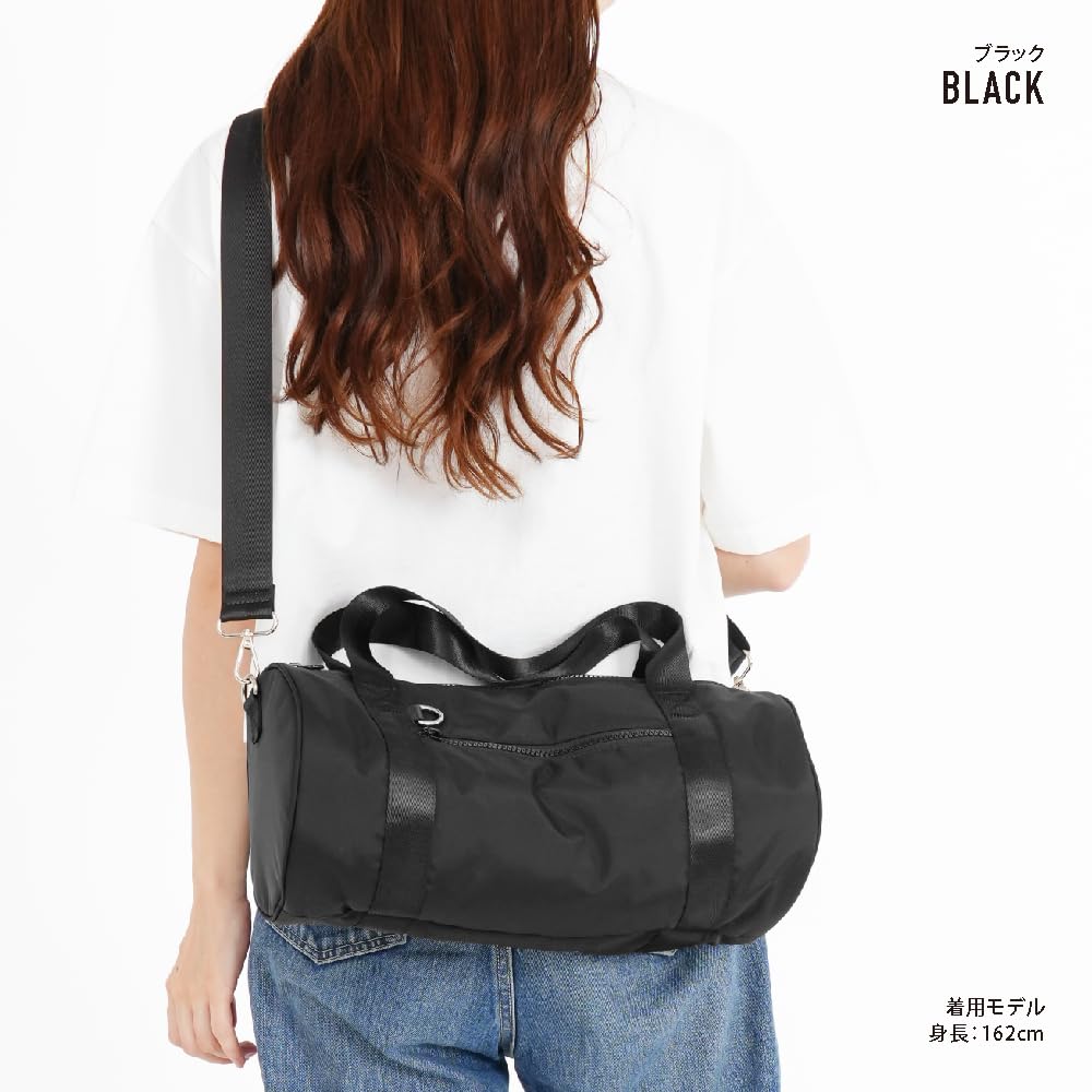 Roll Boston Bag with Shoulder Strap NSR-30725 Black
